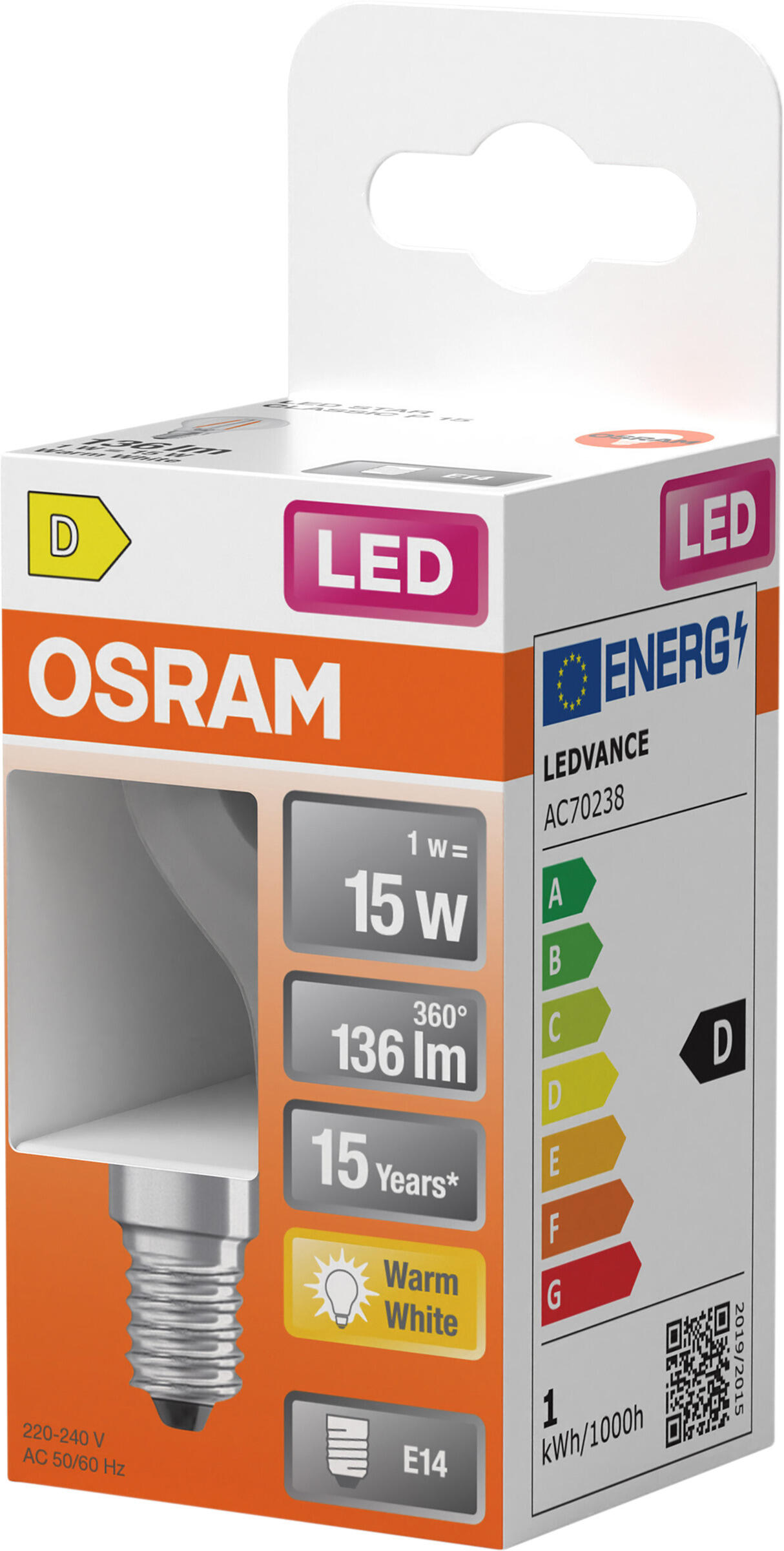 Led Klotlampa 136Lm E14 15W