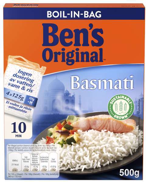 BEN'S ORIGINAL Riz Basmati 10min 1kg, 8 sachets cuisson de 125g