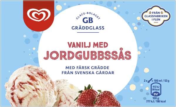 Vanilj med Jordgubbssås