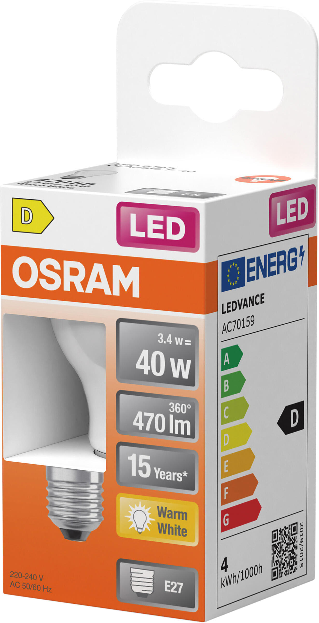 Led Klotlampa 470Lm E27 40W