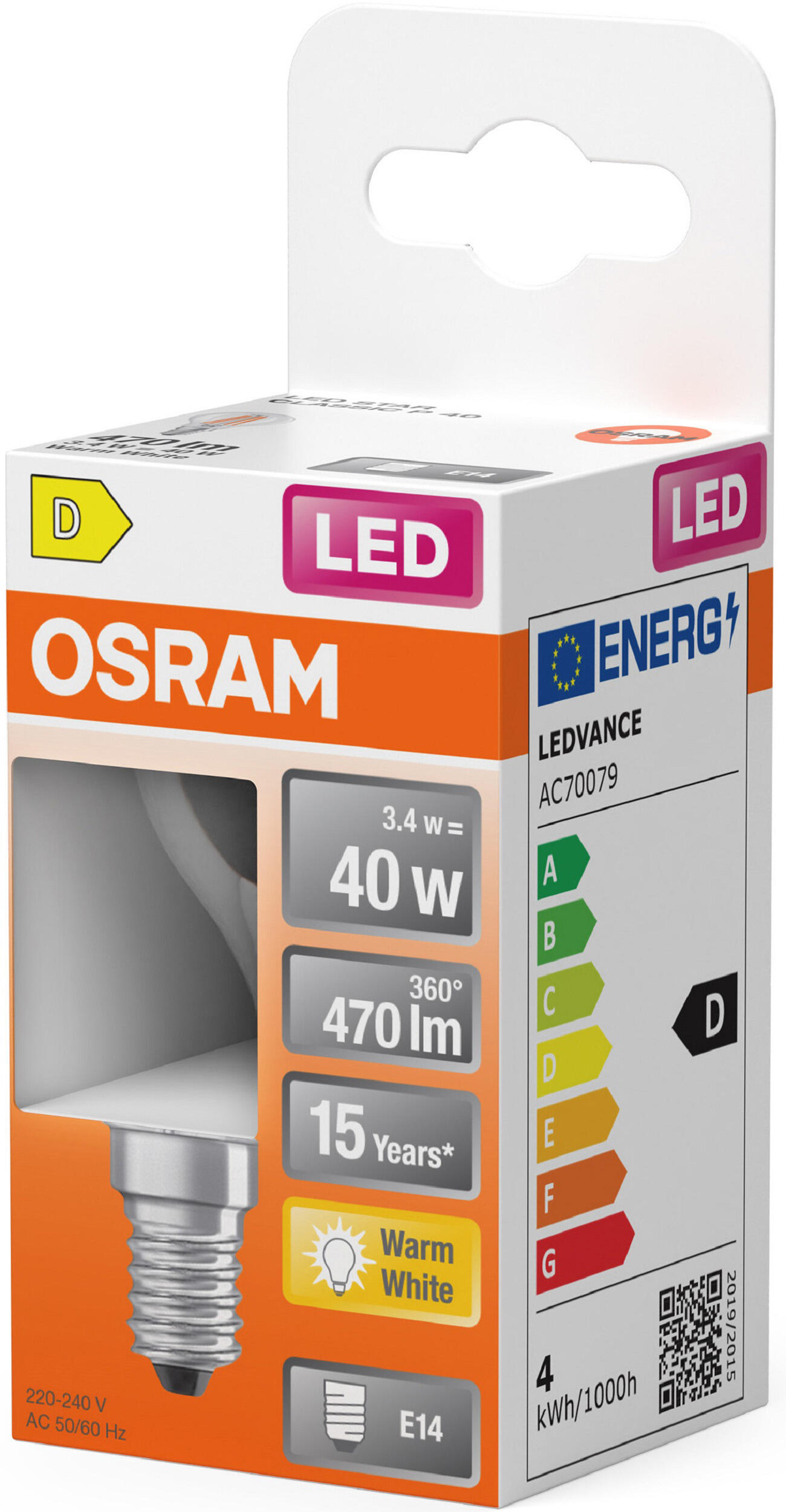 Led Klotlampa 470Lm E14 40W