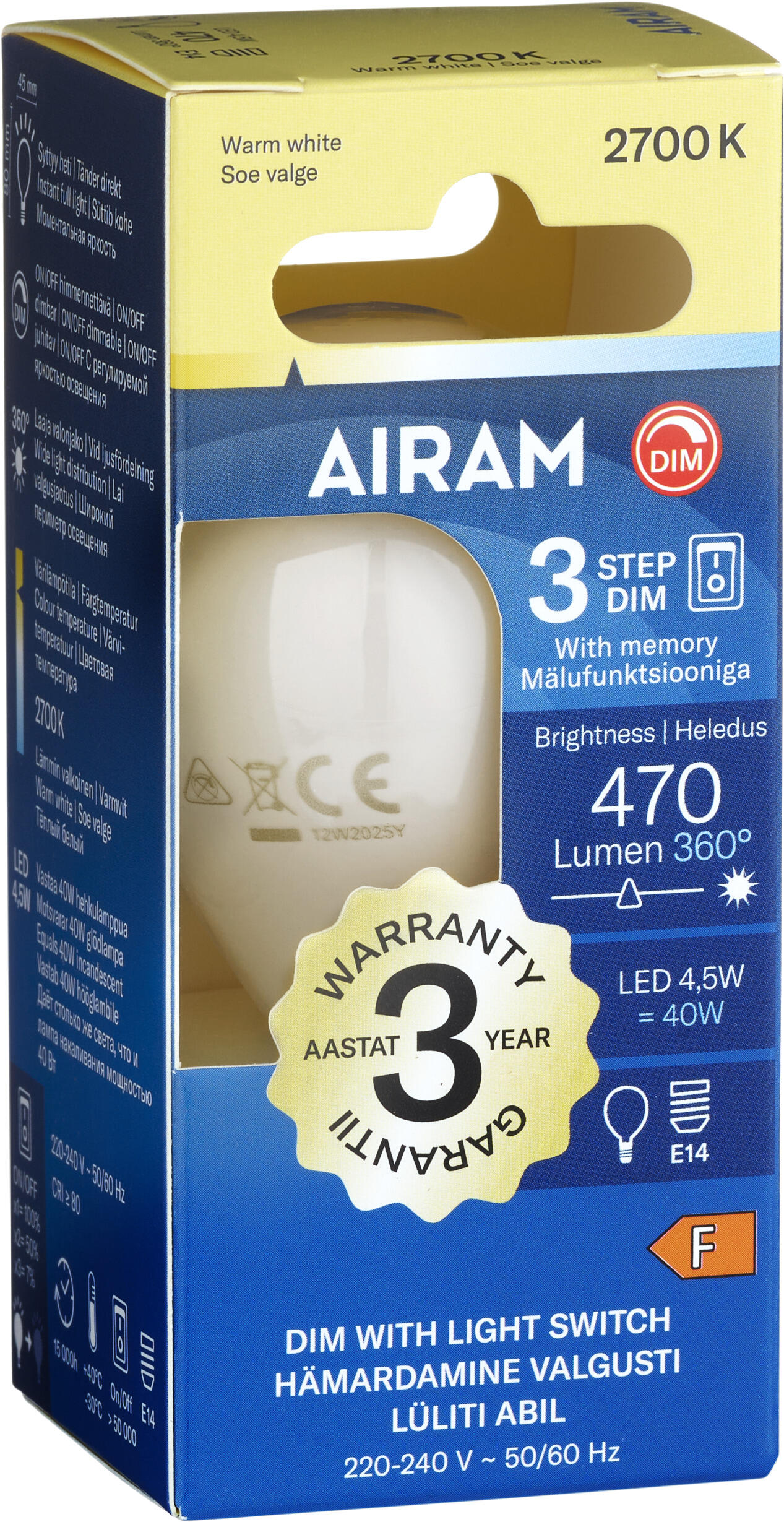 Klotlampa 470Lm E14 40W