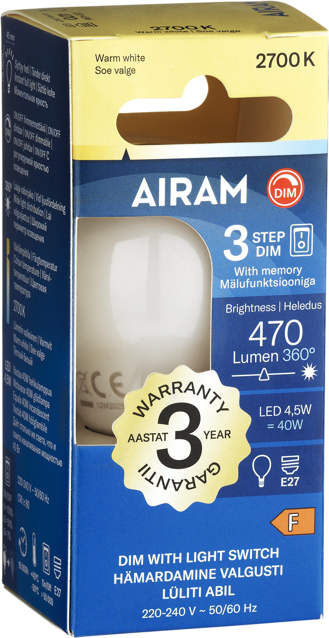 Klotlampa 470Lm E27 40W