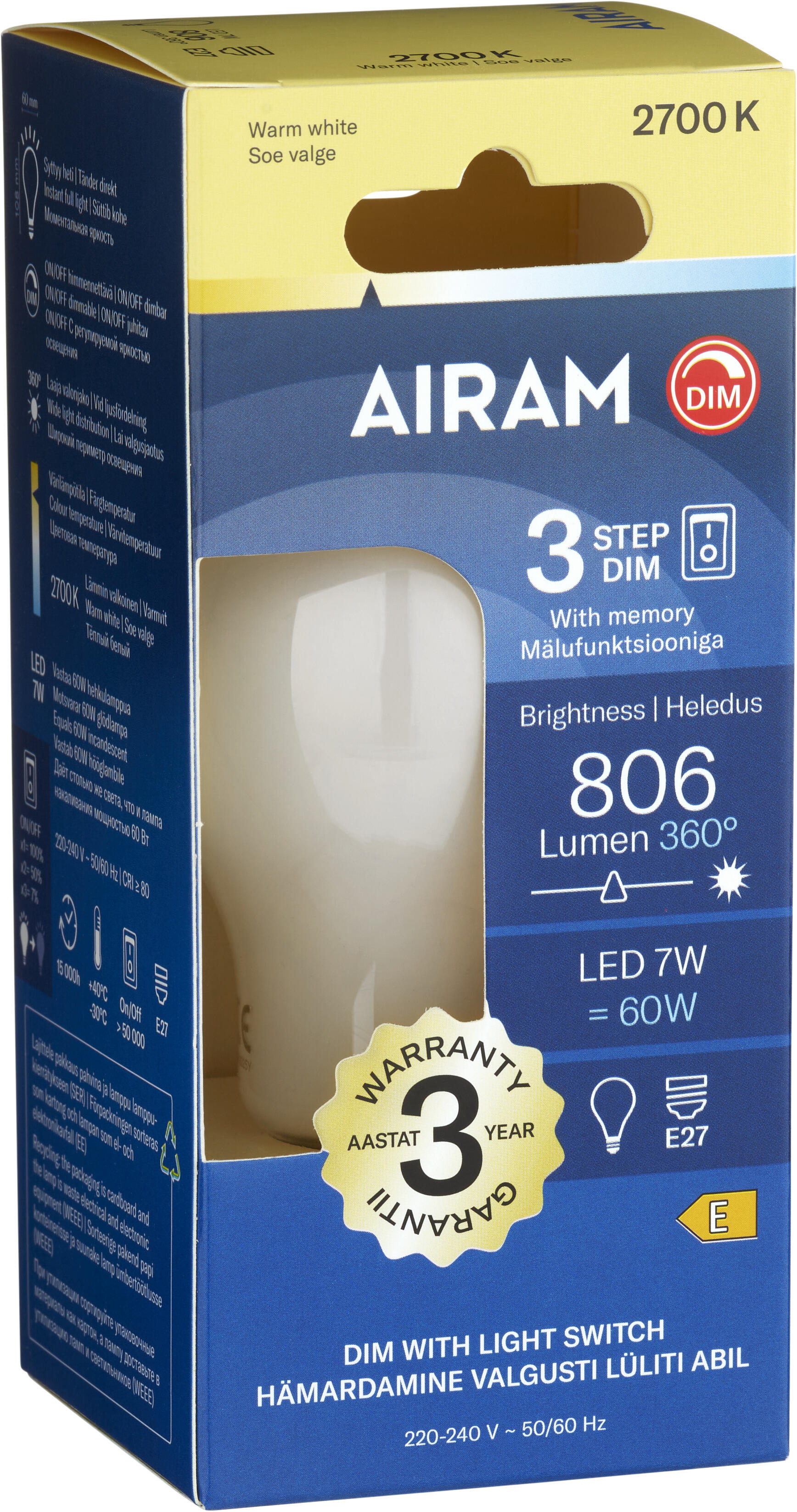 Normallampa 806Lm E27 60W
