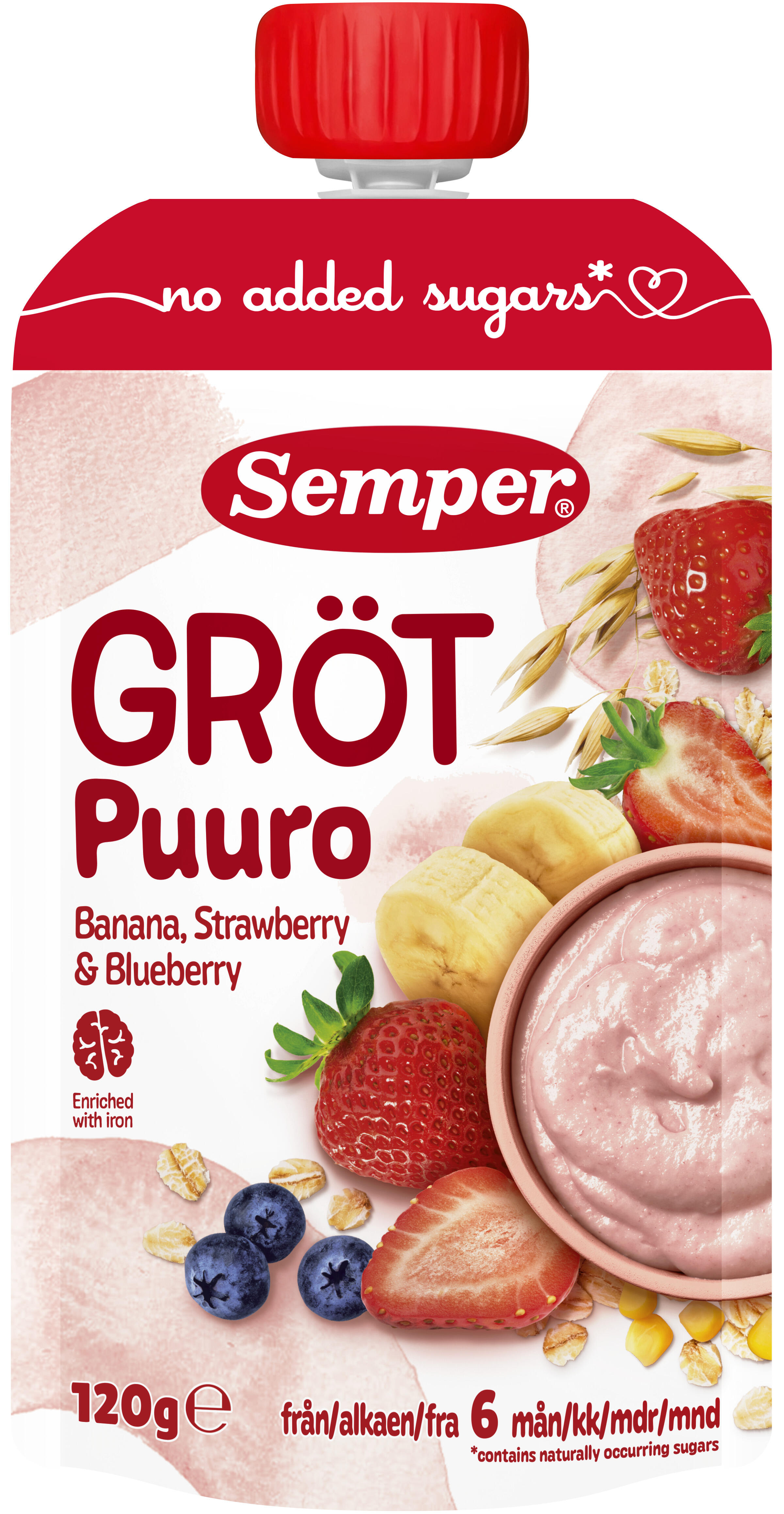 Gröt Jordgubb Banan Blåbär