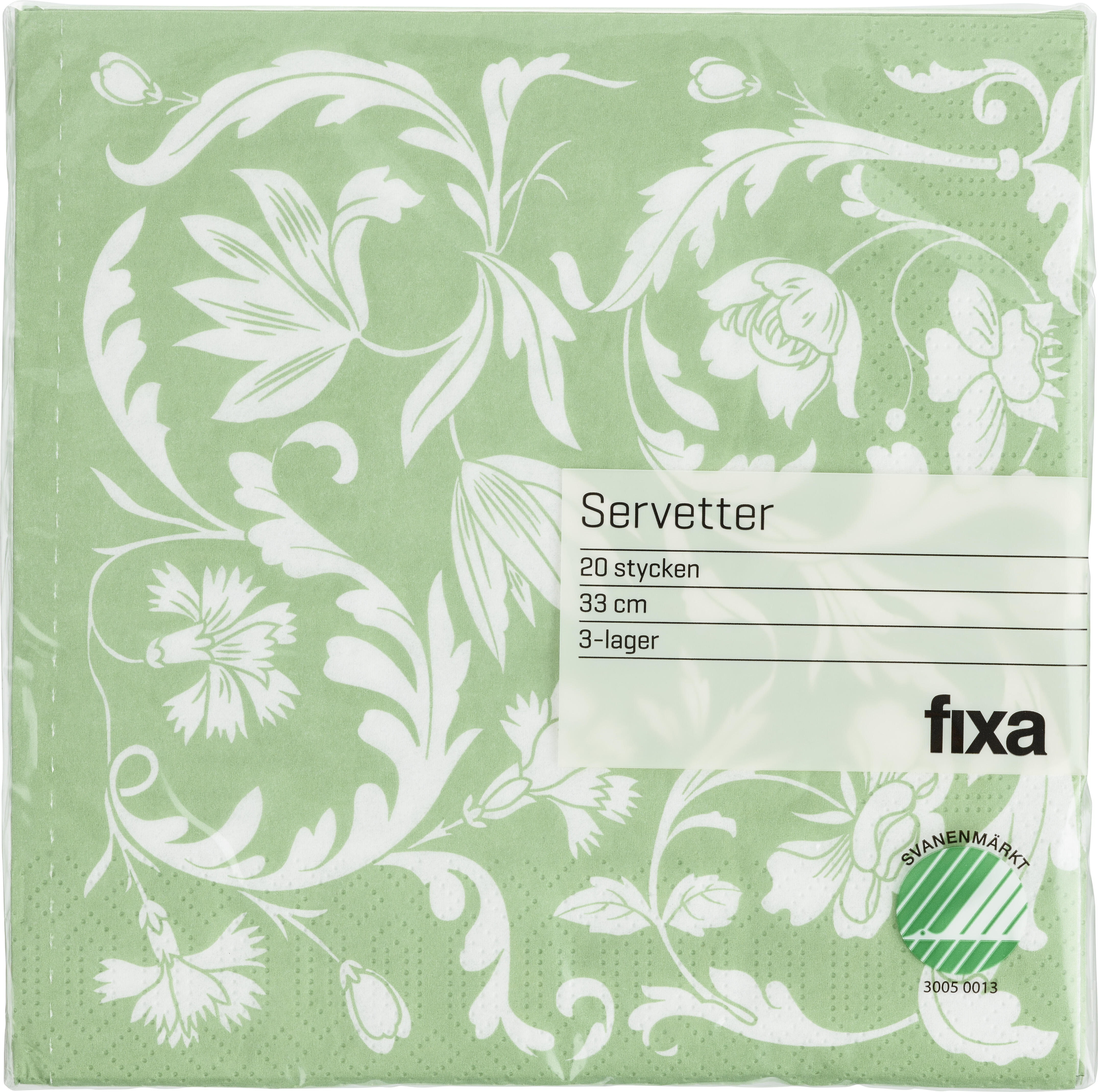 Servett 33Cm Grön Blomster