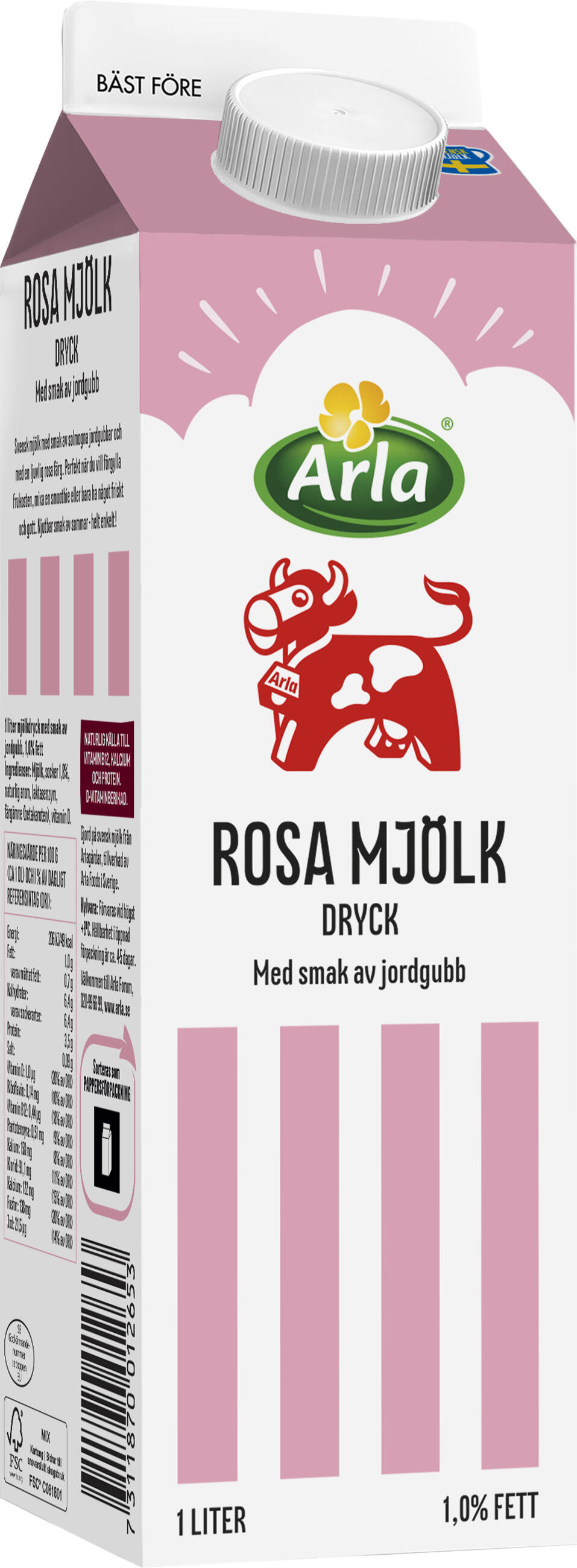 Rosa Jordgubb Mjölkdryck