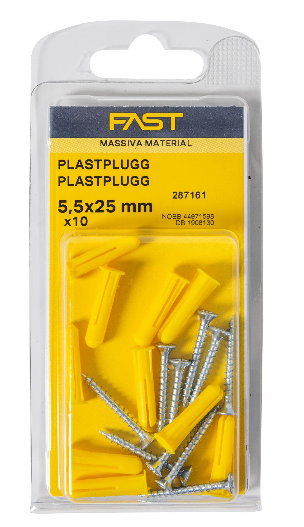 Plastplugg Gul + Skruv